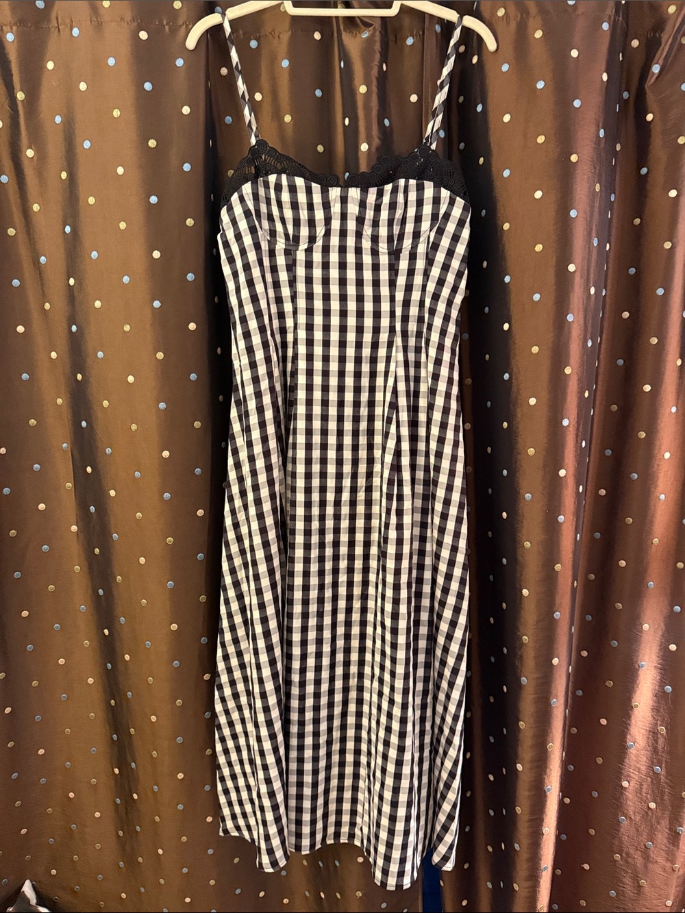 Black & White Gingham Spaghetti-Strap Dress